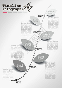 单色矢量时间线图表概念分支时间图片
