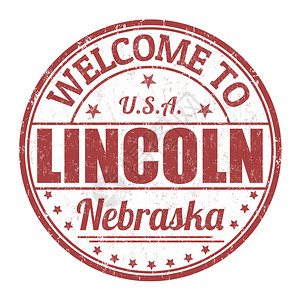 加长林肯欢迎来到林肯的橡皮印章白色背插画