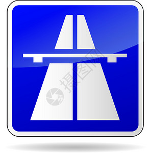 白色背景上高速公路蓝色标图片