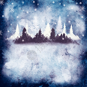 圣诞贺卡树木和雪图片