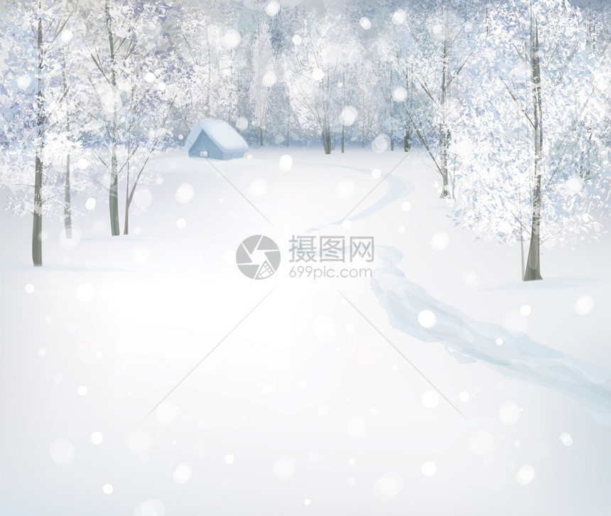 矢量冬季雪景图片