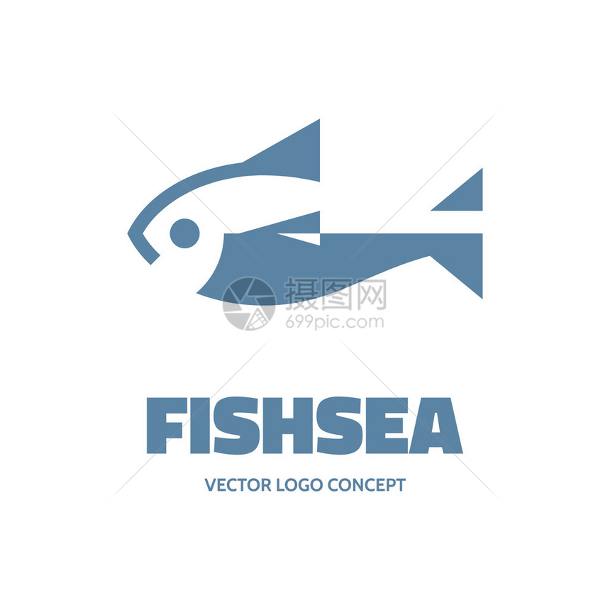 Fishsea矢量标志概念鱼矢量图图片