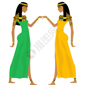 埃吉普托古埃及妇女跳舞插画