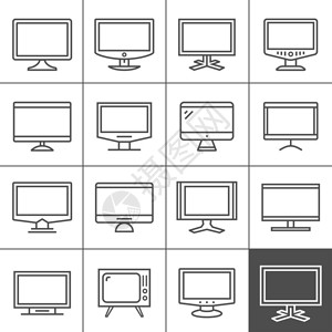 显示设备图标集电视和电脑显示器屏幕显示和电视图标图片