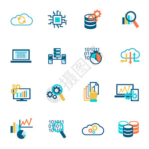 数据库分析信息技术网络管理图标平面图片