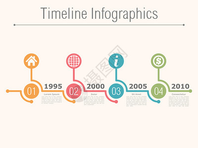 带有数字图标日期和文字位置矢量eps10插图的时线信息背景图片