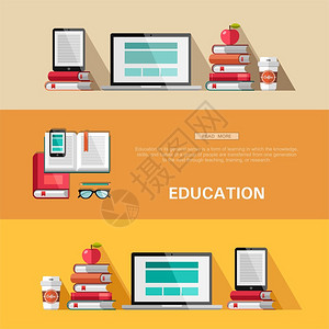 一套教育的平板设计概念图片