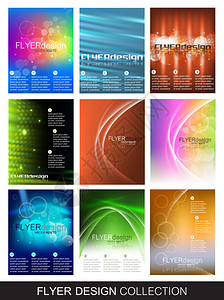 传单设计集合用于封面设计小册子或文档件夹的九个企业横幅可图片