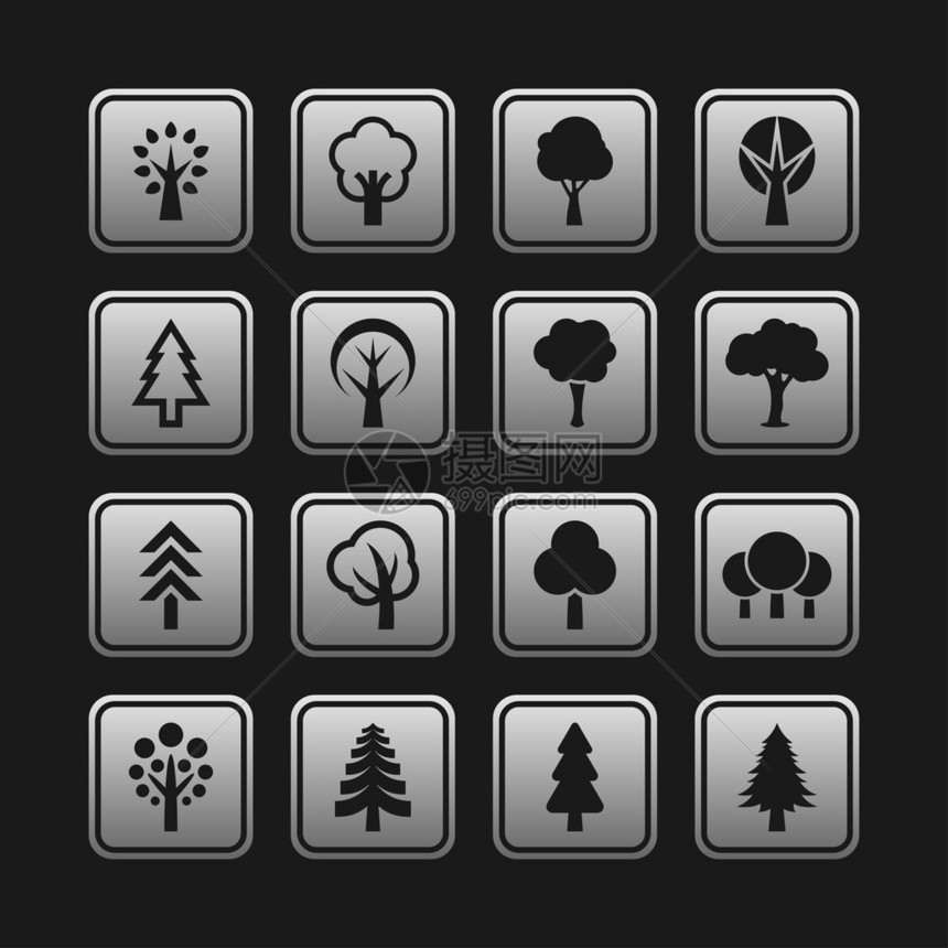 树自然矢量图标集图片