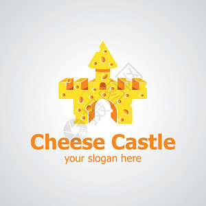 奶酪病媒标志设计的城堡奶品插画