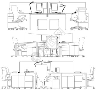 室内办公室工作场所矢量图片