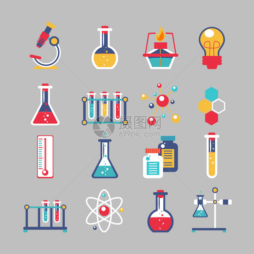 化学装饰图标设置与化学实验室科学实验设图片
