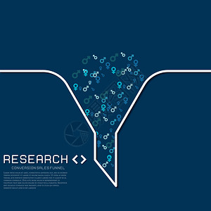 转换销售漏斗蓝色背景的图片