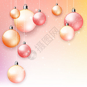 粉红优雅的圣诞装饰品背景冬季横幅和图片