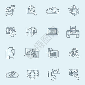 数据库分析信息技术过滤设置图标大纲设置孤立的矢量图解info图片