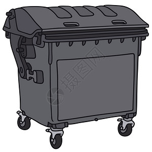 一个黑色垃圾容器的手绘图图片