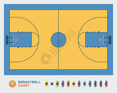 典型篮球场布局示意图图片