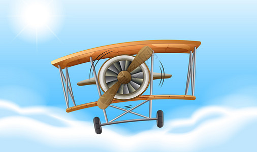 固定翼老式螺旋桨插画
