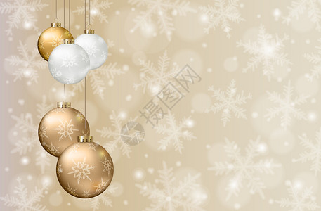 圣诞背景浅色背景上有的球和雪花图片