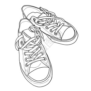白色背景上的一对鞋以素描样式绘背景图片