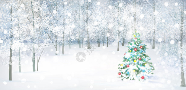 在白雪皑的森林矢量圣诞树图片