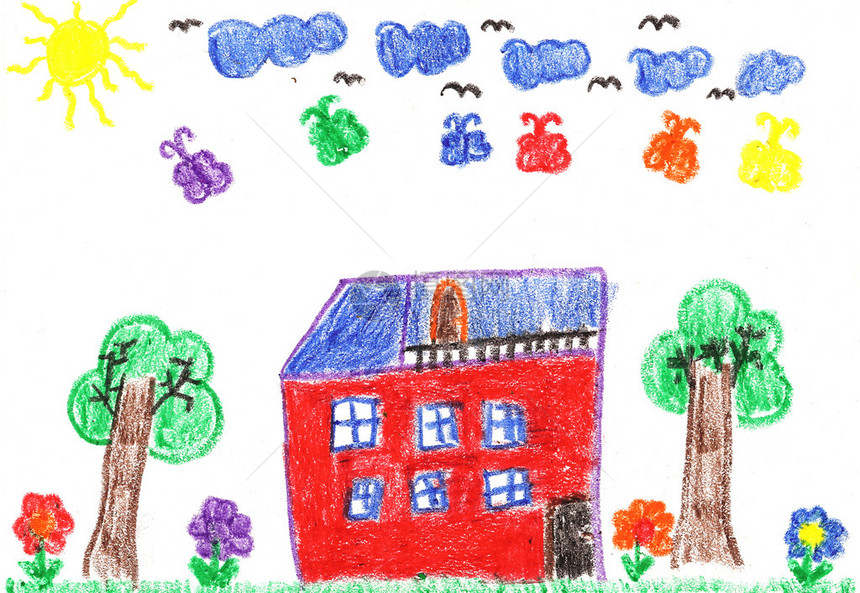 儿童画的乡间别墅图片