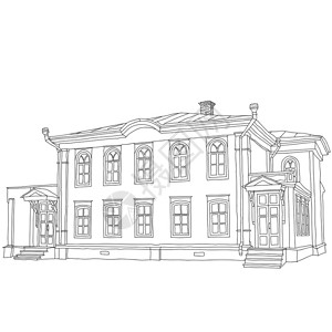斯卡多夫斯克房子草图两层木屋UlyanovLeni插画