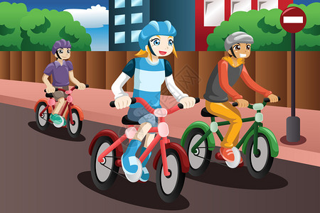 快乐儿童一起骑自行图片