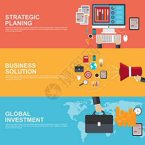 关于战略规划全球投资和商业解决方案的简单设计概念EPS10标图片