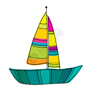 矢量插图可爱的帆船图片