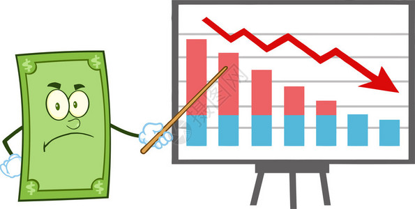 带有指针的愤怒美元卡通字符图片