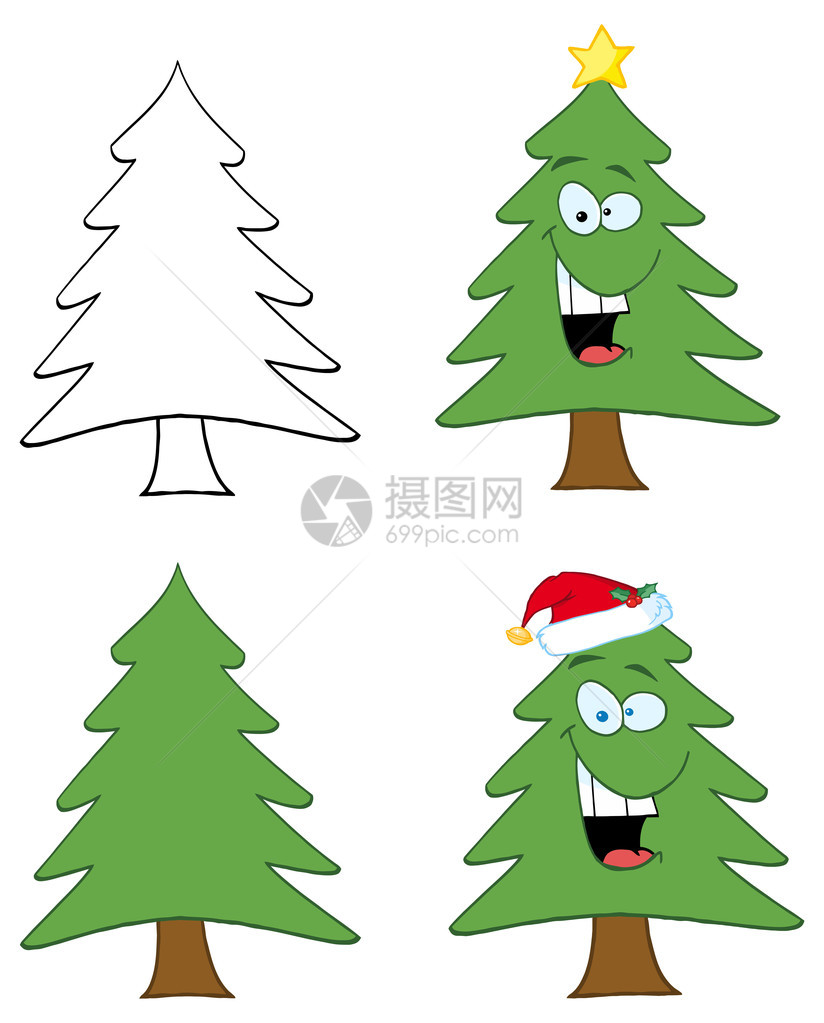 圣诞树卡通字符图片