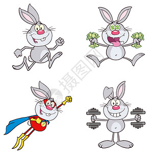 卡通兔子兔子套装有钱的兔子超级英雄图片