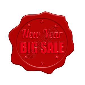 新年大销售红蜡海豹孤立在白背景图片