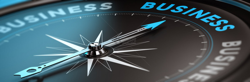 用针指向业务黑色和蓝色调的概念罗盘用于说明业务咨询的图片