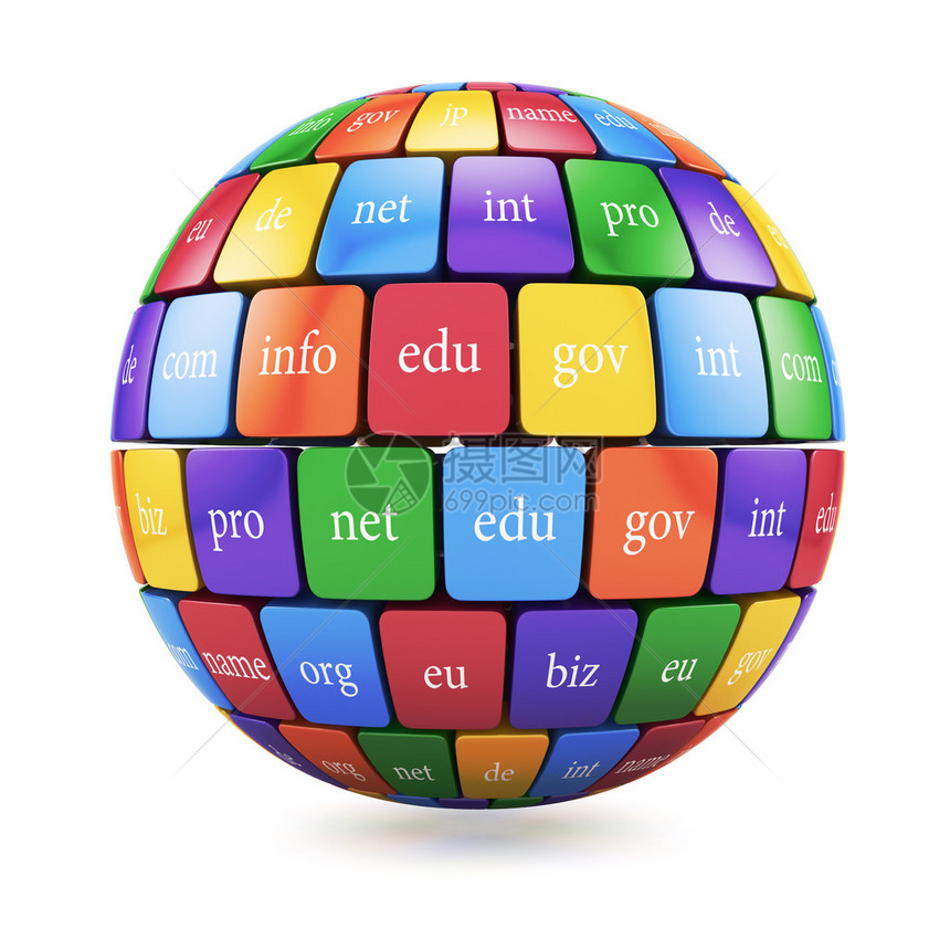 全球互联网通信创意抽象互联网PC技术和网络电信业务计算机概念的3d渲染球形空间域名中的组颜图片