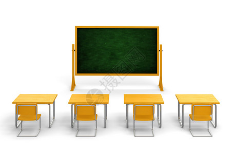 白色背景上的3d空教室图片