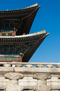 昌德宫靠近长江宫殿屋顶世界遗产插画
