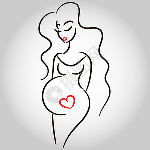 孕妇剪影程式化的矢量符号图片