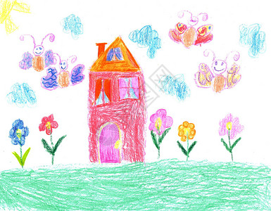 儿童画家庭住宅图片