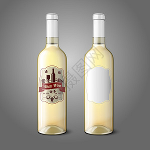 两个现实的白葡萄酒瓶子图片