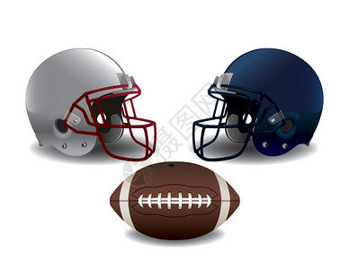 美式橄榄球头盔和球上白色插图孤立矢量EPS10可用文件包含透明胶插画
