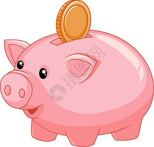 用硬币绘制小猪银行漫图片