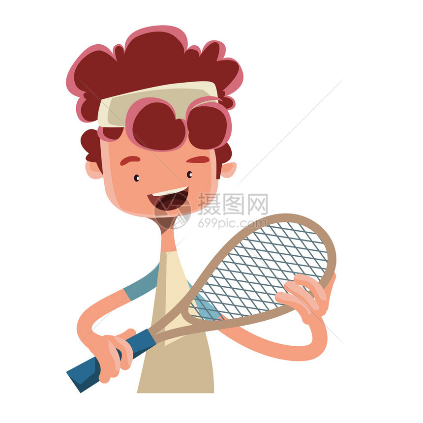 玩网球的男孩使用电击矢量图片