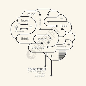 平线直成像教育大纲脑概背景图片
