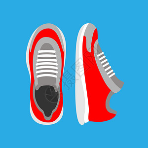 跑鞋对顶部和前视图运动插图图片