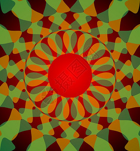 抽象地与绿色和红色重叠的圆圈堆叠在一起图片