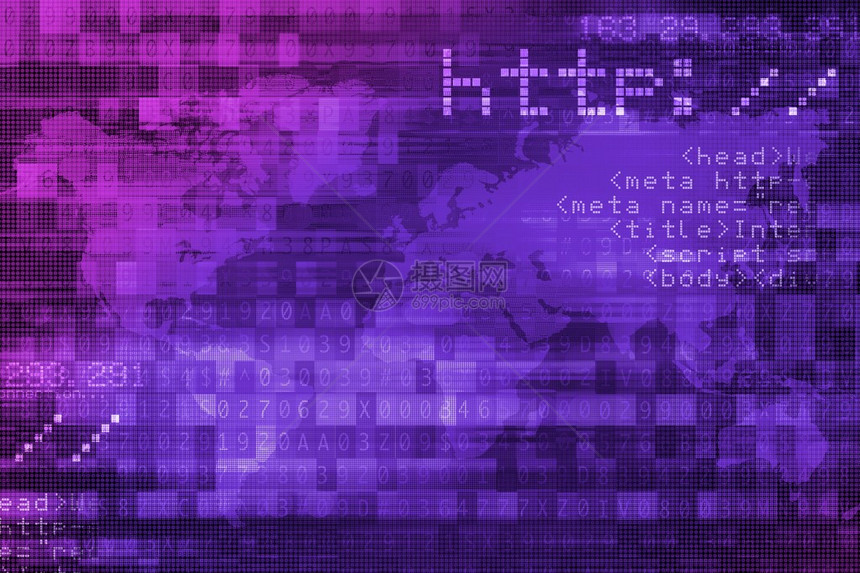 网上因特网安全紫色数字背景概念图片