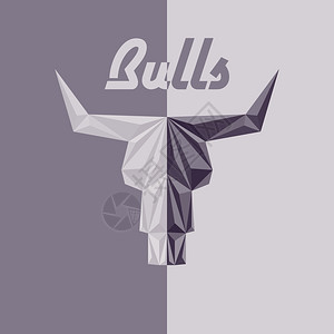 公牛骨抽象标志灰色三角背景图片