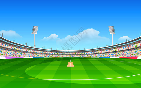 板球体育场与球场的插图图片